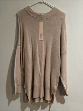 Badgley Mischka NWT Oversized Waffle Knit Oatmeal Sweater Small $128